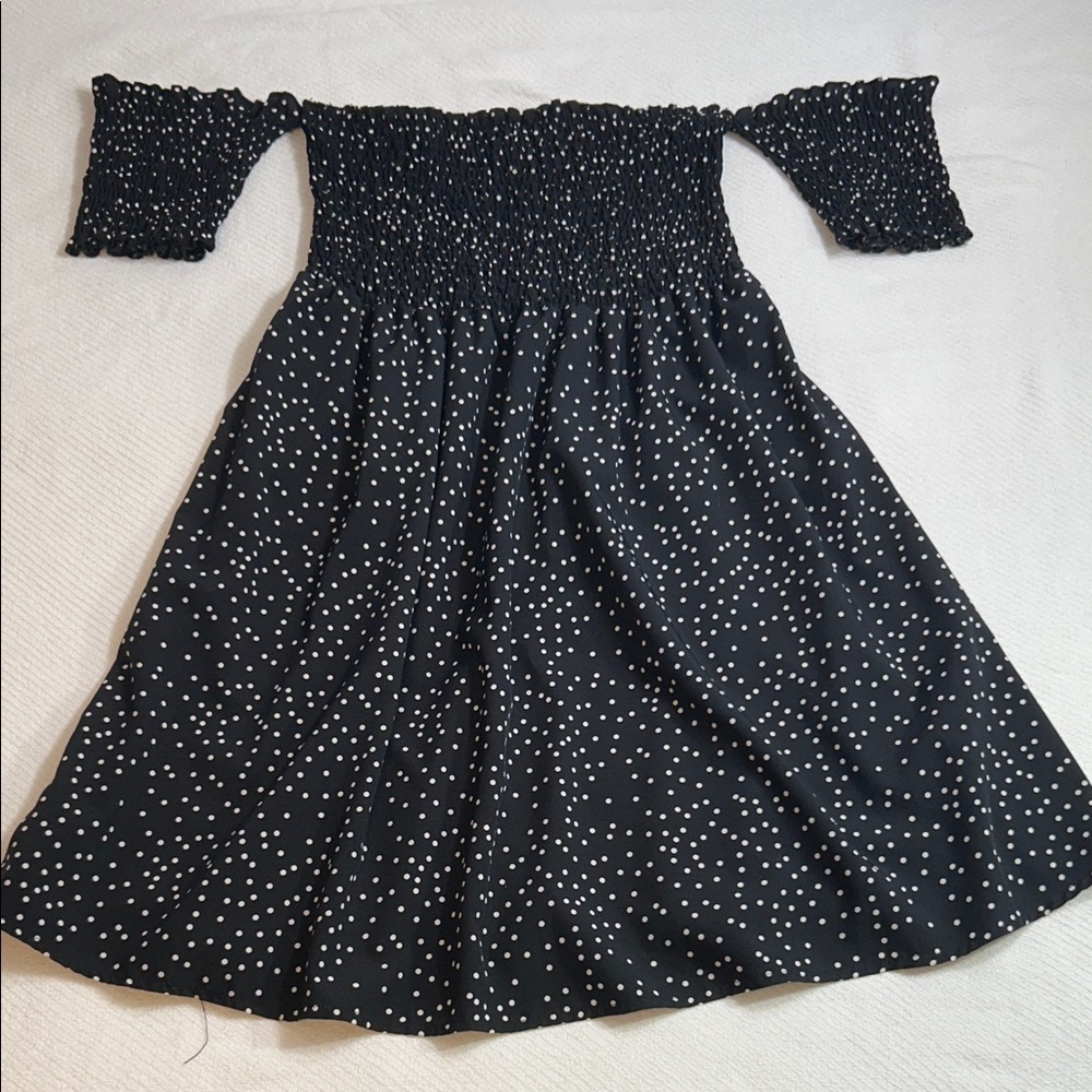 SHEIN Black and White Off-Shoulder Mini Dress